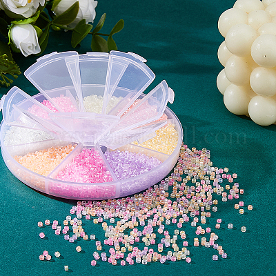 80 г двухцветные люминесцентные цилиндрические бусины SEED-DC0001-16B-1