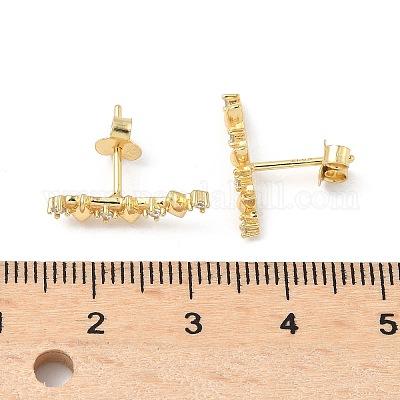 925 серьги-гвоздики из стерлингового серебра с прозрачным кубическим цирконием EJEW-Q032-01G-G-1