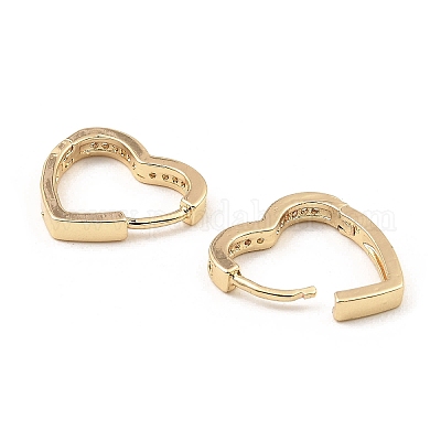 Серьги-кольца из латуни с микропаве из кубического циркония EJEW-D078-23KCG-1