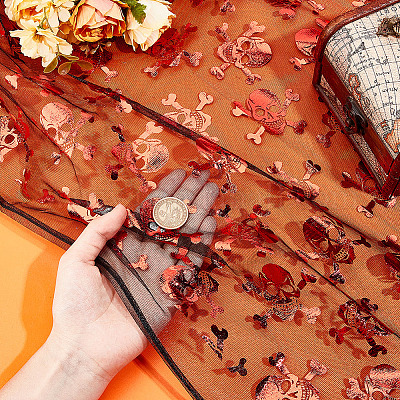 Хэллоуин полиэфирная сетчатая ткань AJEW-WH0314-852B-1