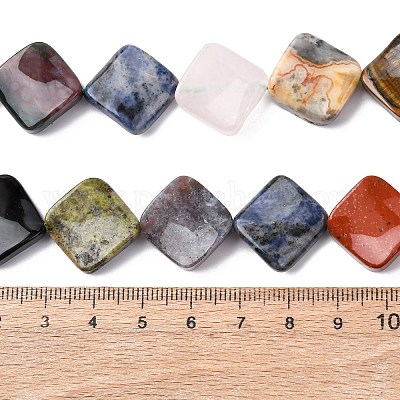 ミックス天然石ビーズ連売り ねじれた菱形 染めと未染色の混合 19
