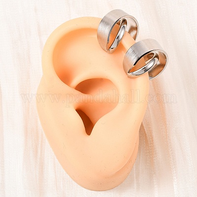 Серьги-каффы из нержавеющей стали 304 в форме буквы С EJEW-K268-85P-1