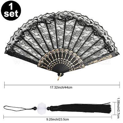 1шт пластиковый и тканевый вентилятор&nbsp;AJEW-SP0003-76-1