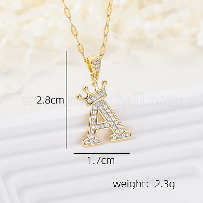 Латунные микропаве прозрачные кубические цирконии корона инициал кулон ожерелья FS-WGD727C-01-1