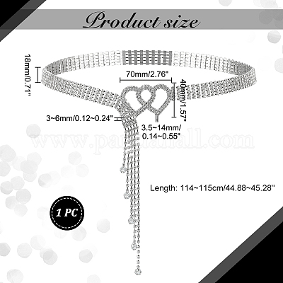 Ремень-цепочка из железа и стекла со стразами и латунной пряжкой в форме сердца AJEW-WH0505-80-1