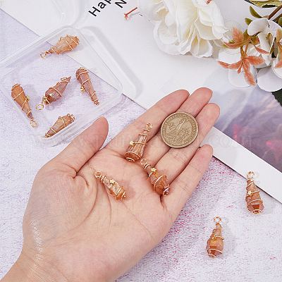 10 шт. гальванизированные необработанные натуральные кварцевые кристаллы медные подвески в обертке из проволоки FIND-FH0009-12B-1