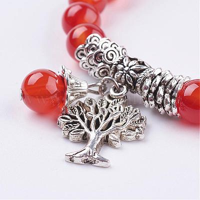 Натуральный сердолик (окрашенный и нагретый) эластичные браслеты BJEW-F262-A04-1