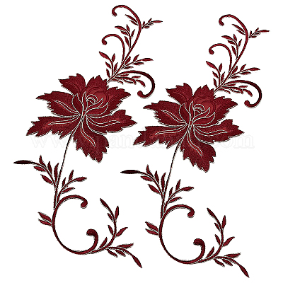 Patch Embroidered Red Flower, Red Flowers Patch Embroidery