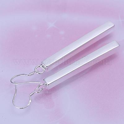 Серьги-подвески из латуни с серебряным покрытием EJEW-BB11991-1