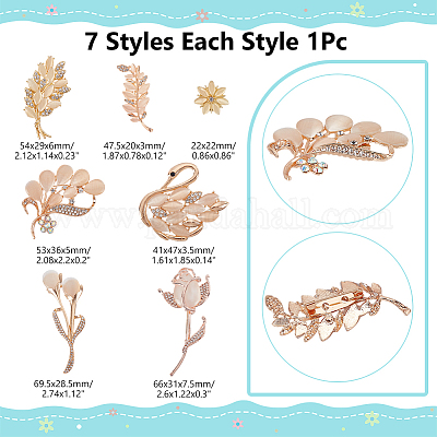 7 шт. 7 стиля броши из сплава со стразами для женщин JEWB-WR0001-11-1