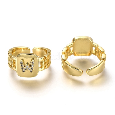 Латунные кольца из манжеты с прозрачным цирконием&nbsp;RJEW-H541-01W-G-1
