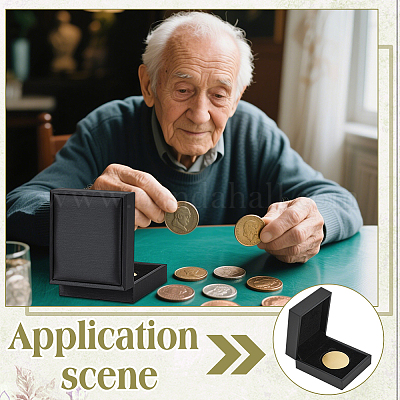 Прямоугольные коробки для хранения монет из искусственной кожи pu CON-WH0089-145B-1