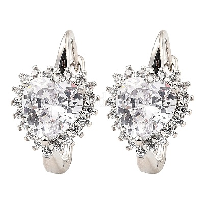 Латунные микро проложить серьги обруча кубического циркония EJEW-D078-04P-1