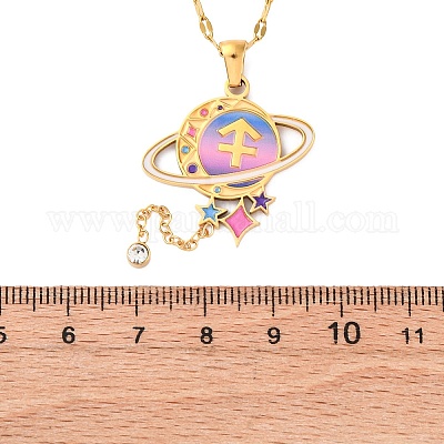 Ожерелья с подвеской в виде планеты и созвездия из нержавеющей стали 304 с перламутровой эмалью NJEW-D310-01F-G-1