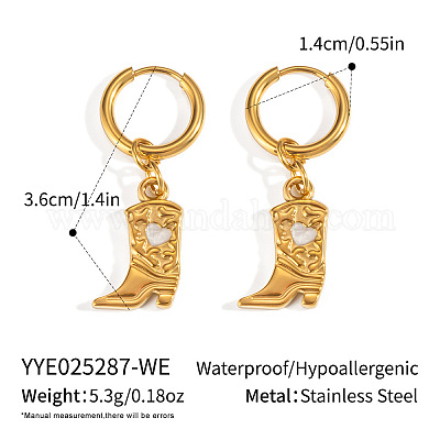 Туфли из нержавеющей стали 304 с серьгами-кольцами в форме сердечек KC5078-9-1