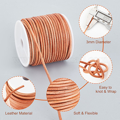 Shop OLYCRAFT 21.9 Yards Genuine Round Leather String Cord 3mm Rope for  Jewelry Burlywood Color Leather String Cord for Jewelry Making for Jewelry  Making - PandaHall Selected
