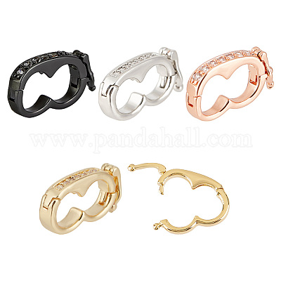 4 шт. 4 стиля застежки-крутилки из латуни с микропаве из прозрачного кубического циркония ZIRC-DR0001-03-1