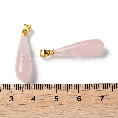 Подвески из натурального розового кварца в форме капли G-Q005-03G-08-1