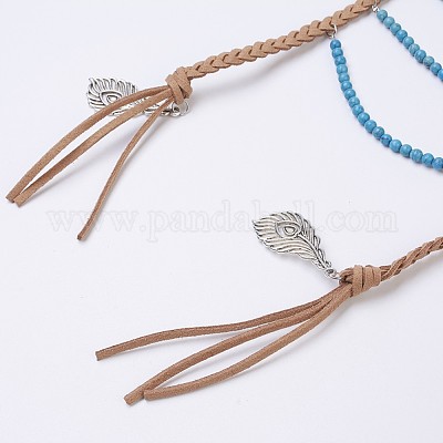 Натуральные и синтетические смешанные камни многоуровневые ожерелья NJEW-JN02124-1