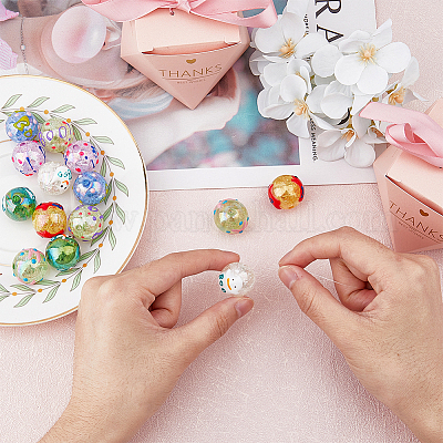 14 шт. 7 цвета AB прозрачные круглые акриловые бусины с эффектом кракле OACR-FH0001-049-1