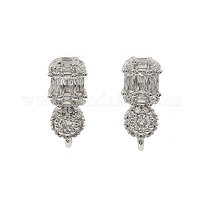 Латунные микро-паве прозрачные серьги-гвоздики из циркония KK-C107-06P-1