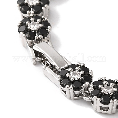 Ожерелья с цветочным звеном из латуни и циркония для женщин NJEW-B108-01P-04-1