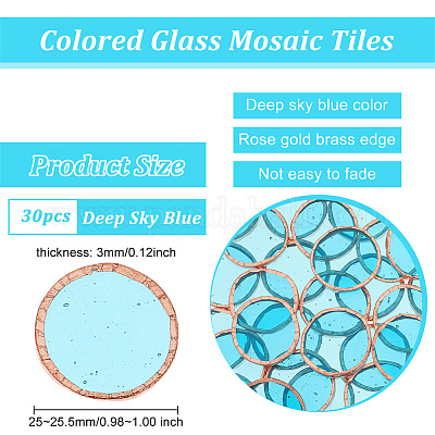 Wholesale OLYCRAFT 30pcs Glass Mosaic Tiles 1 Inch Glass Hangings Ornament  Round Mosaic Tiles with Rose Gold Brass Edge Crystal Mosaic Glass Tiles for  Glass Wind Chime Supplies DIY Art Crafts 