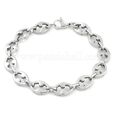 Браслеты из овальной цепи из нержавеющей стали 304 для женщин и мужчин BJEW-F488-48B-P-1