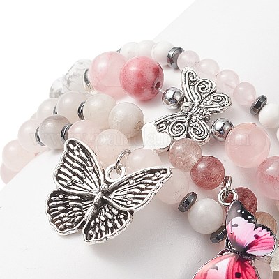 Комплекты браслетов из бисера с драгоценными камнями BJEW-JB09283-1