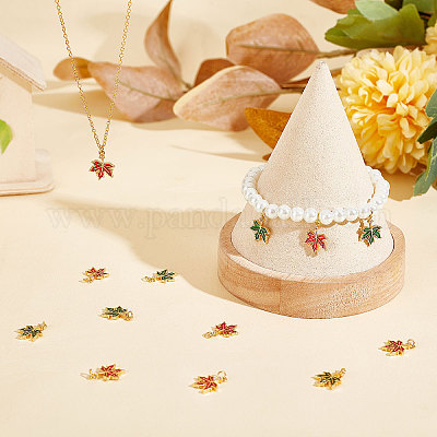 20 шт. 2-х цветные подвески из латуни с кубическим цирконием на осеннюю тематику KK-BBC0002-73-1