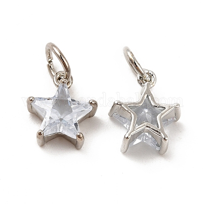 Подвески из латуни с покрытием из прозрачного кубического циркония KK-E081-03P-1