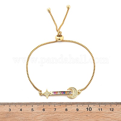 Латунь микро проложить кубический цирконий слайдер браслеты BJEW-S163-01A-G-1