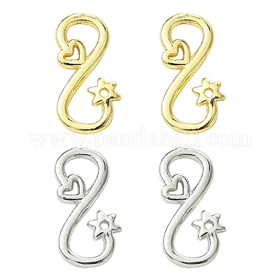 4 шт. 2-х цветные латунные застежки-крючки S-образной формы KK-FS0001-75-1