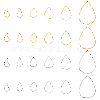 90 шт. 12-х стильных каплевидных латунных соединительных колец KK-PH0009-91-1