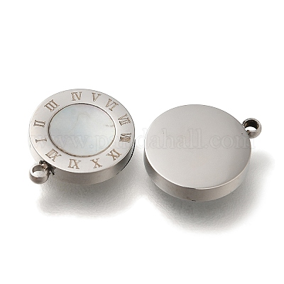 304 нержавеющая сталь паве натуральные ракушки плоские круглые подвески STAS-S148-02P-1