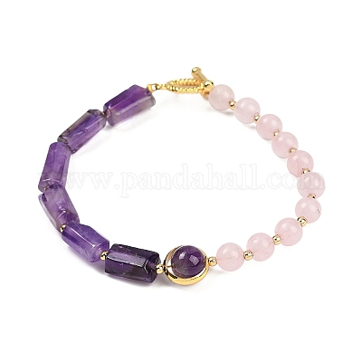 Браслеты из натурального розового кварца BJEW-G752-01G-06-1