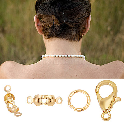 30 шт. латунный карабин с 30 шт. открытыми соединительными кольцами и 30 шт. наконечниками с бусинами KK-GO0001-13-1