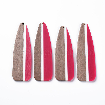 Большие подвески из непрозрачной смолы и орехового дерева RESI-T035-40C-1