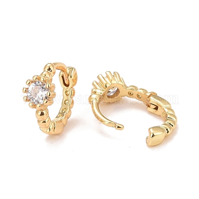 Прозрачные круглые серьги-кольца с кубическим цирконием EJEW-C022-02G-1