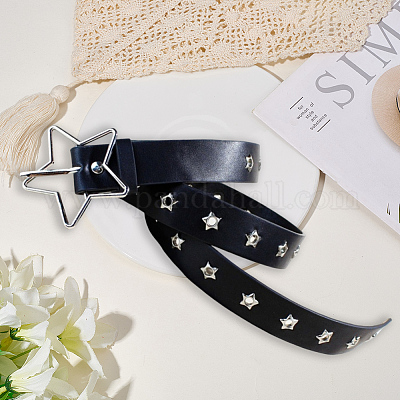 Ремни-цепочки из искусственной кожи с застежками в виде звезд из сплава DIY-WH20007-285A-1
