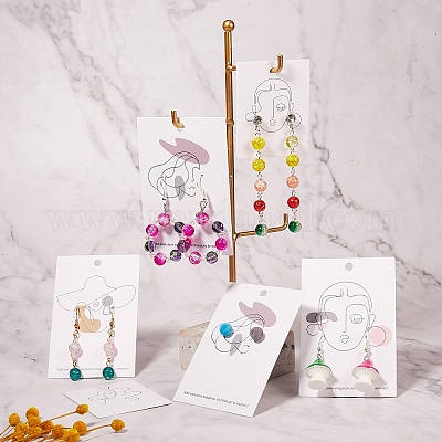 100шт 5 стиля картонные карты отображения ювелирных изделий CDIS-SZ0001-20-1