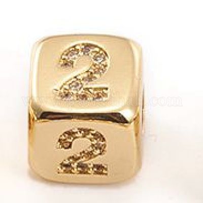 Латунные микро проложить кубического циркония бусы ZIRC-L091-021G-02-1