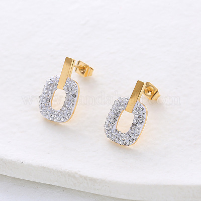 Овальные серьги-гвоздики из нержавеющей стали UD6518-2-1