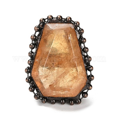 Открытое кольцо-манжета из натурального желтого кварца RJEW-M166-03R-C-1