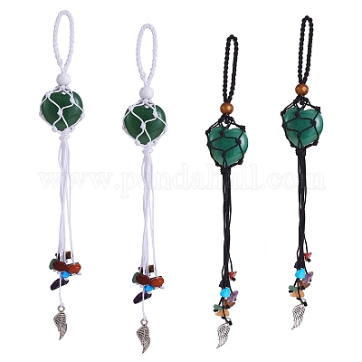 12шт крыло плетеный нейлоновый шнур макраме мешочек кулон украшения AJEW-SW00009-04-1