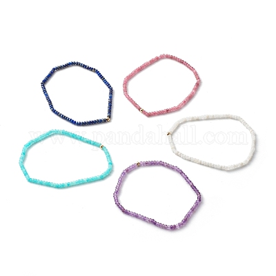 Природные смешанные драгоценные камни бисером стрейч браслеты BJEW-JB06382-1