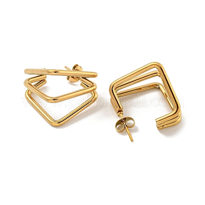 Серьги-кольца из нержавеющей стали 202 с вакуумным покрытием PVD EJEW-H003-16G-1