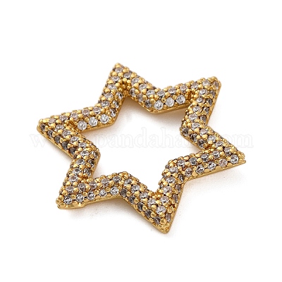 Латунное покрытие стойки микро паве прозрачный кубический цирконий соединительные кольца KK-Z070-12G-01-1