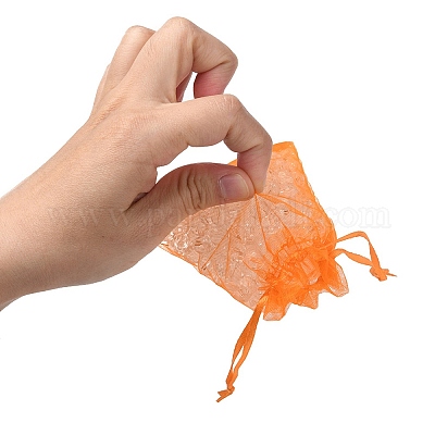 20шт 10 цвета прямоугольные сумки из органзы на шнурке CON-YW0001-31B-1