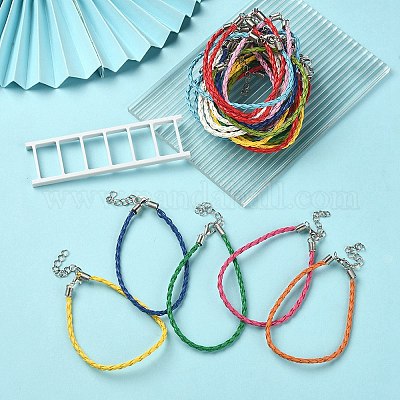 Модный имитация плетеный кожаный браслет материалы BJEW-YW0001-09-1